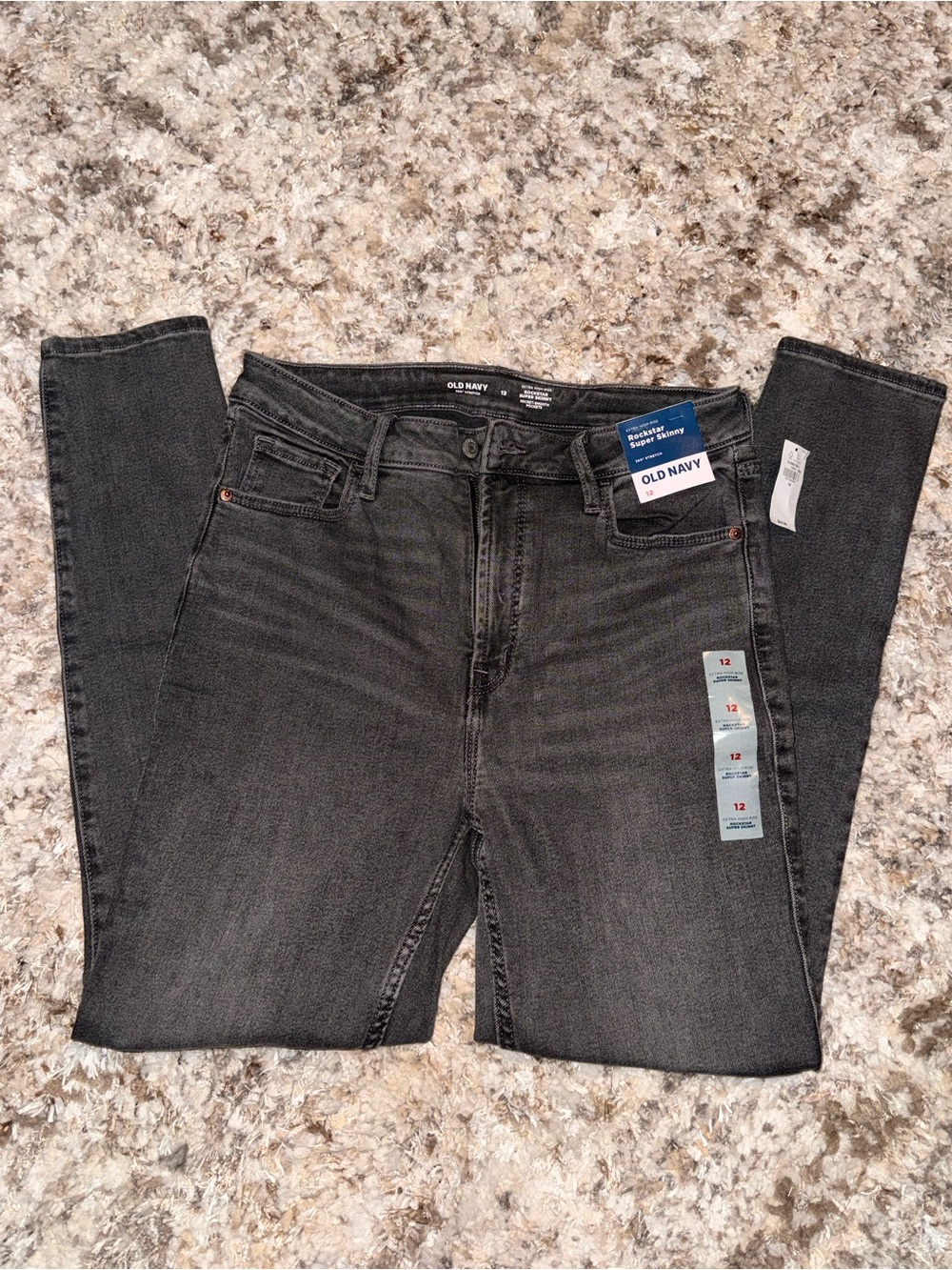 NWT Old Navy Rockstar Super Skinny Extra High Rise Jeans Grey Size 12